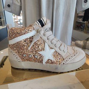 NIB Shu Shop rose gold glitter high tops children's